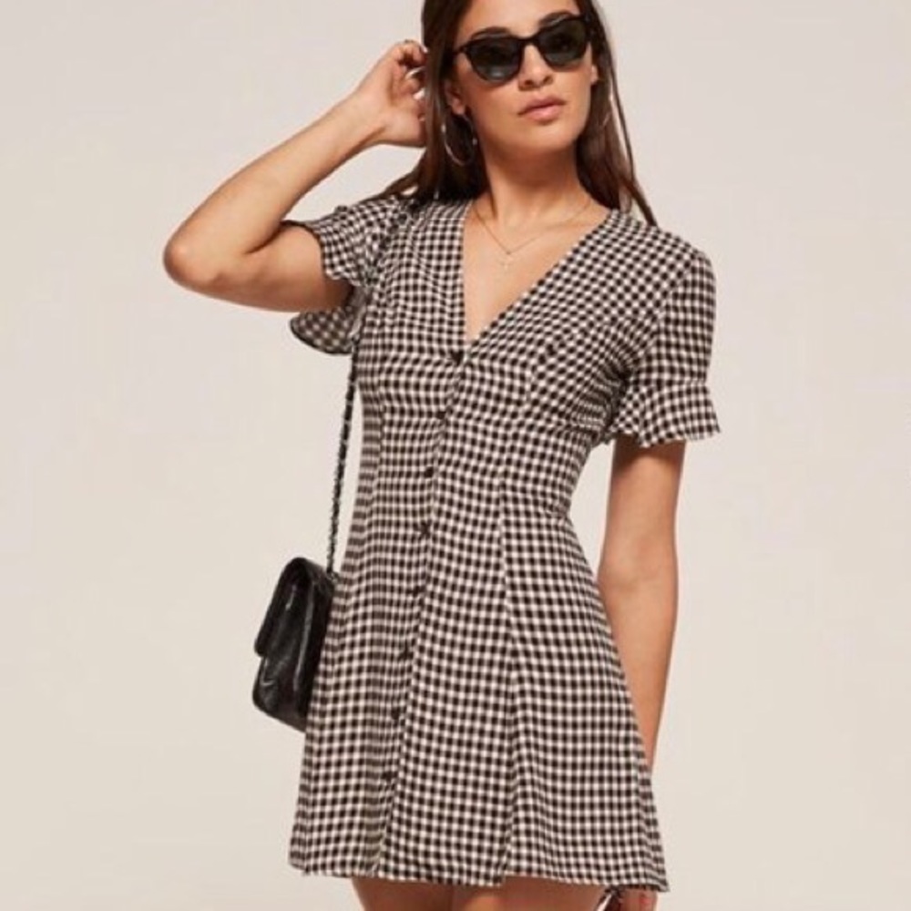 Reformation Gingham Dolce Dress Size 8